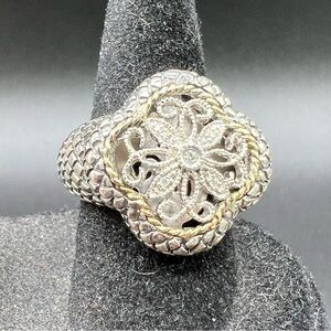 Andrea Candela 18k Gold and Sterling Silver Diamond Ring Size 7